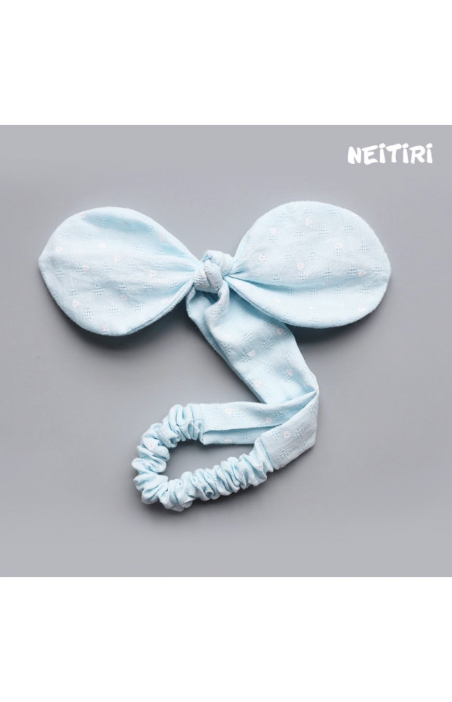 สายคาดผมโบว์กระต่ายกลมลายดอกไม้ขาวเล็กๆ Angel Neitiri