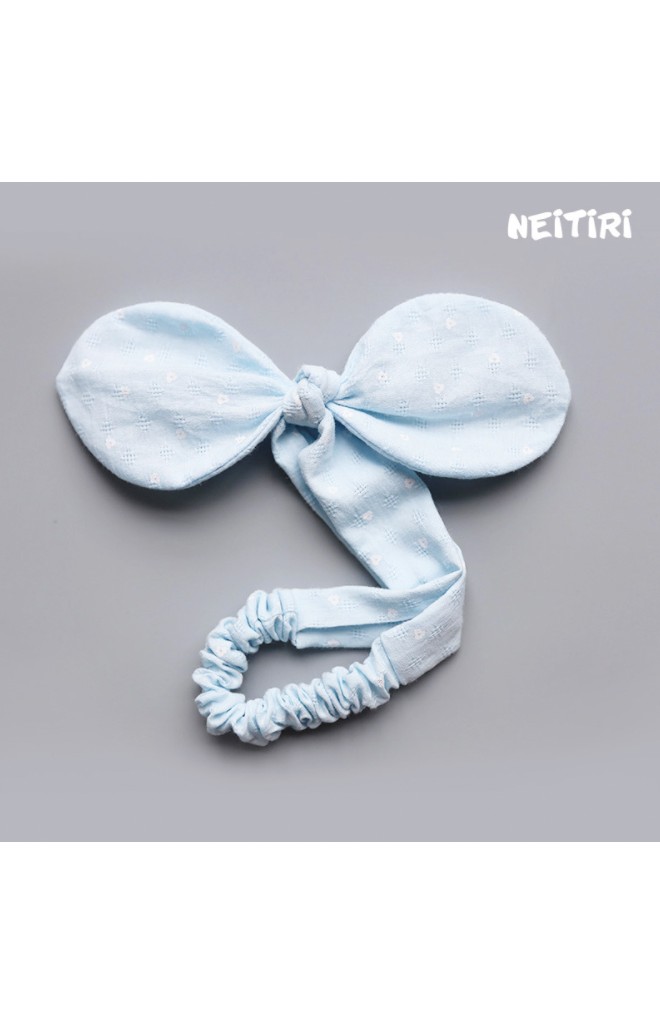 สายคาดผมโบว์กระต่ายกลมลายดอกไม้ขาวเล็กๆ Angel Neitiri