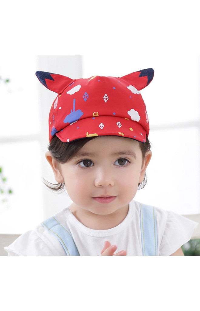 หมวกแก๊ปหน้าแมว แต่งหูแมวน่ารัก ลายหลากสี ด้านหลังผ้าตาข่าย
