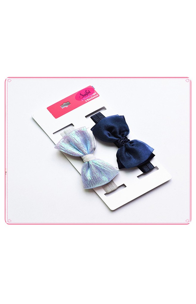 สายคาดผมแพ็ค 2 ชิ้น สีเงินและสีน้ำเงินกรมท่า