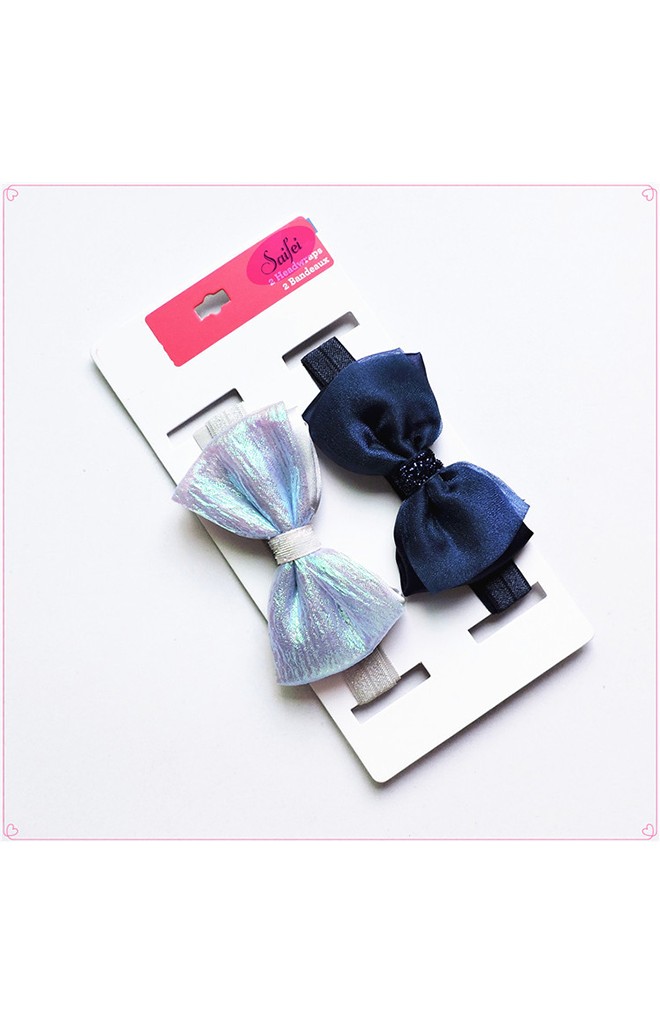สายคาดผมแพ็ค 2 ชิ้น สีเงินและสีน้ำเงินกรมท่า