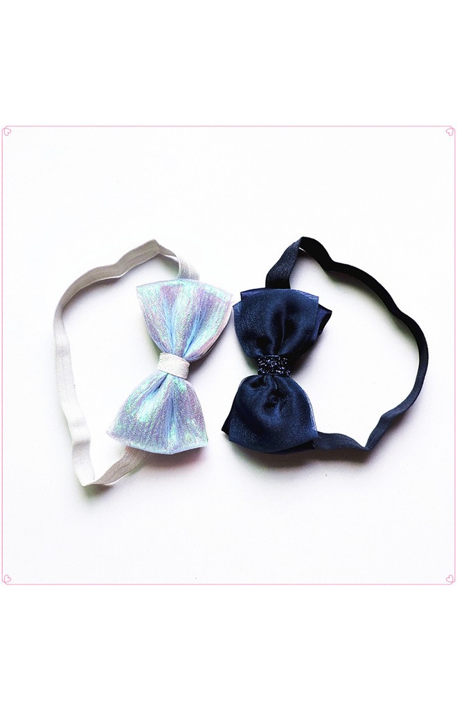 สายคาดผมแพ็ค 2 ชิ้น สีเงินและสีน้ำเงินกรมท่า
