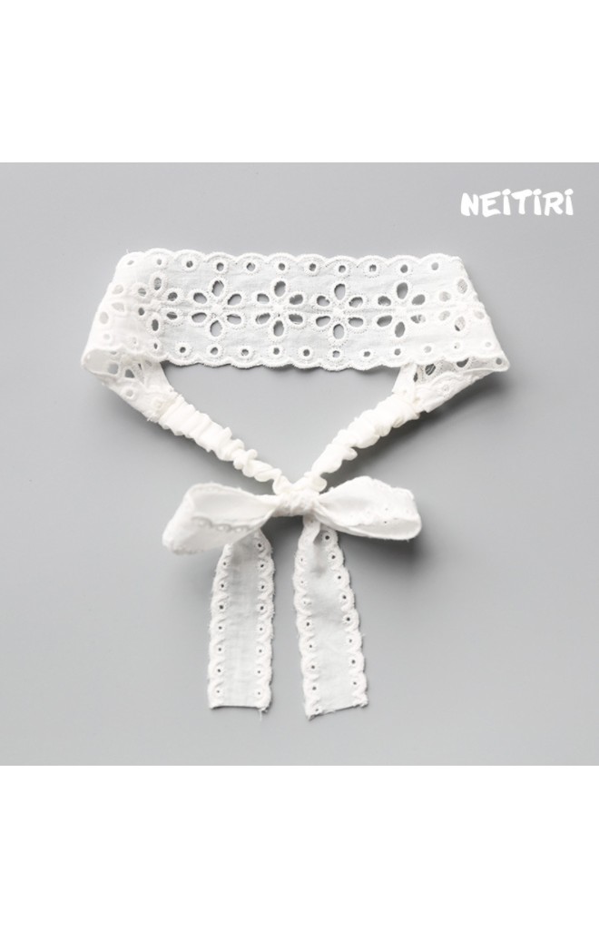 แถบผ้าคาดผมลูกไม้ฉลุสีครีมด้านหลังแต่งโบว์น่ารัก Angel Neitiri