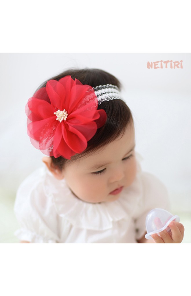 สายคาดผมดอกไม้ใหญ่กลีบซ้อนสวย ตรงกลางแต่งเกสร Angel Neitiri