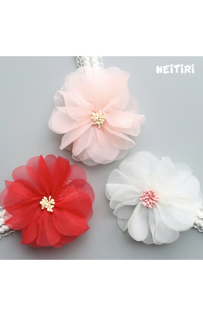 สายคาดผมดอกไม้ใหญ่กลีบซ้อนสวย ตรงกลางแต่งเกสร Angel Neitiri