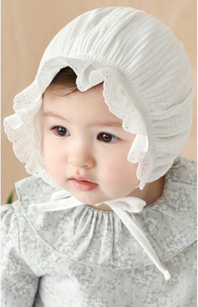 หมวกสาวน้อยผ้าฝ้ายแต่งขอบระบายลูกไม้น่ารัก หมวกสาวน้อยผ้าฝ้ายแต่งขอบระบายลูกไม้น่ารัก