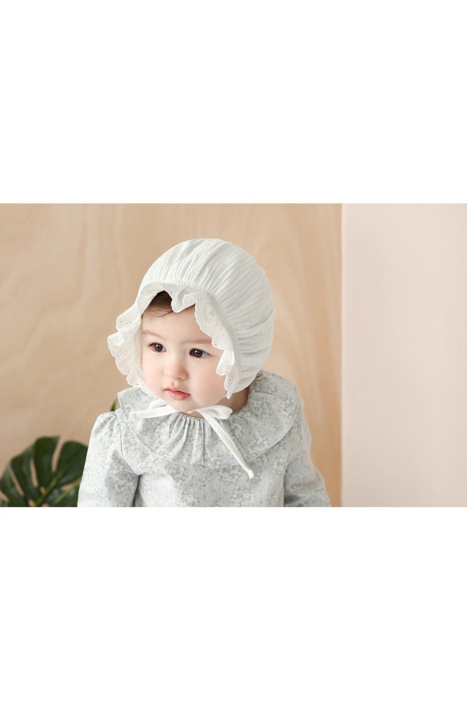 หมวกสาวน้อยผ้าฝ้ายแต่งขอบระบายลูกไม้น่ารัก