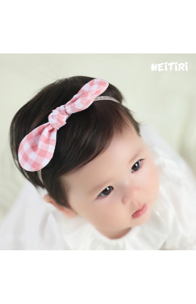 สายคาดผมโบว์กระต่ายผ้าฝ้ายลายตาราง Angel Neitiri