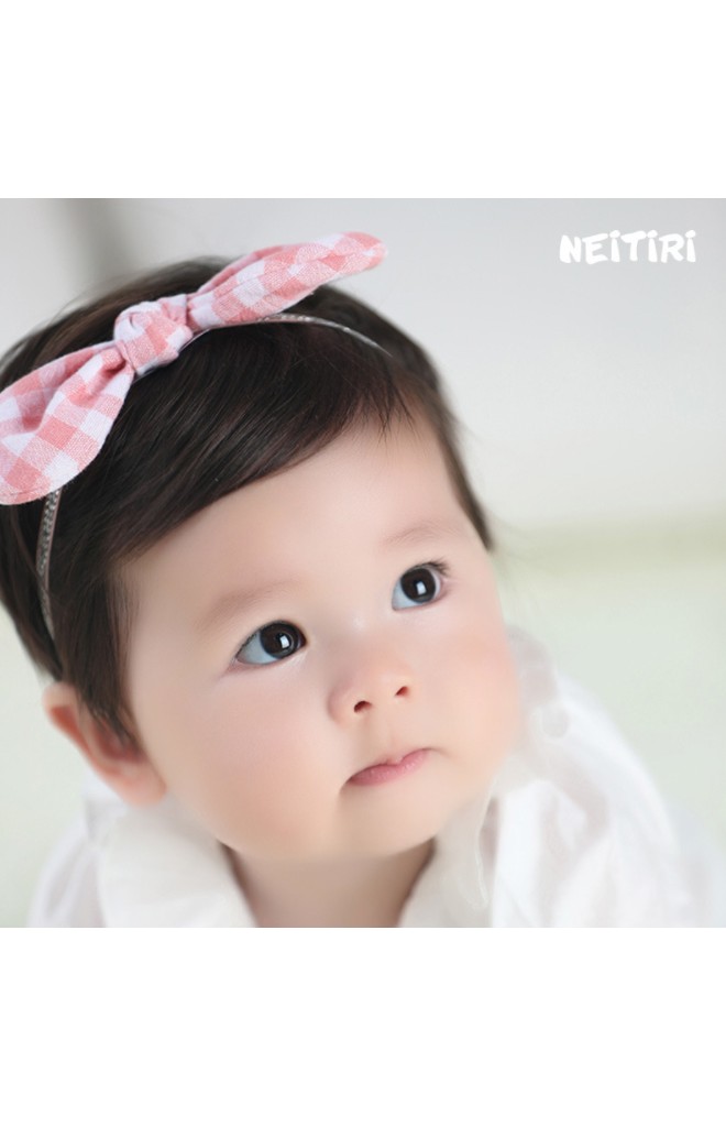 สายคาดผมโบว์กระต่ายผ้าฝ้ายลายตาราง Angel Neitiri