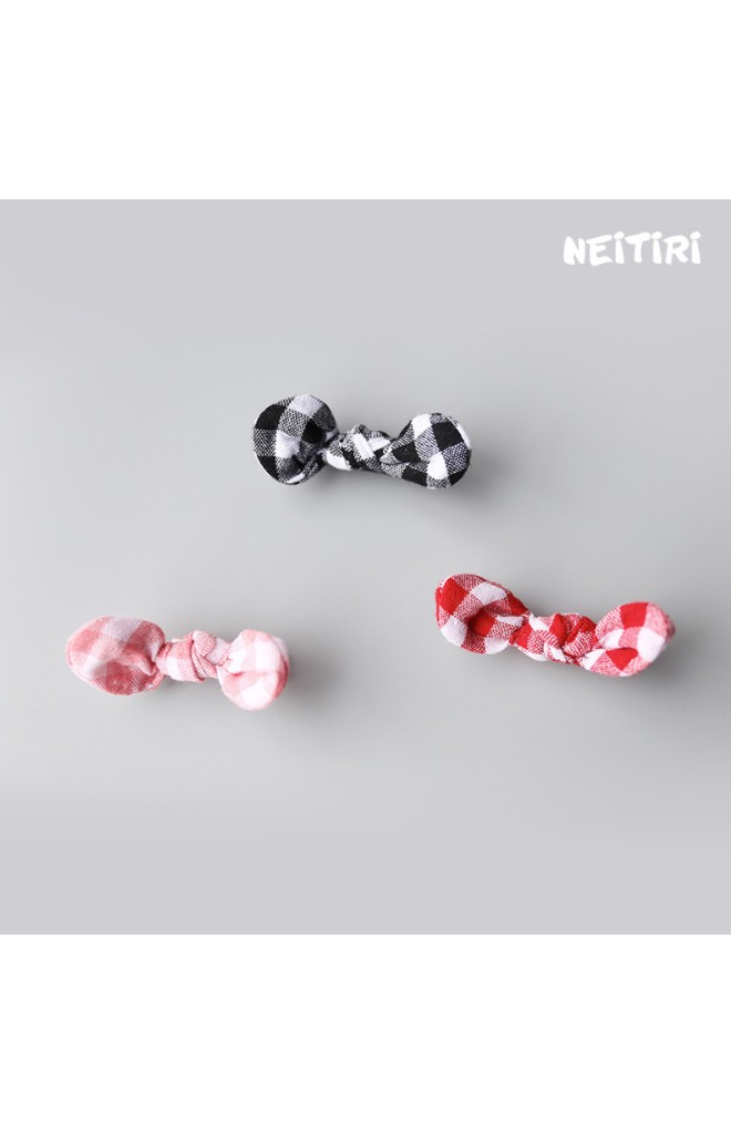 กิ๊บเด็กโบว์ผ้าฝ้ายลายตาราง เซ็ต 3 ตัว สีแดง ดำ และ ชมพู Angel Neitiri