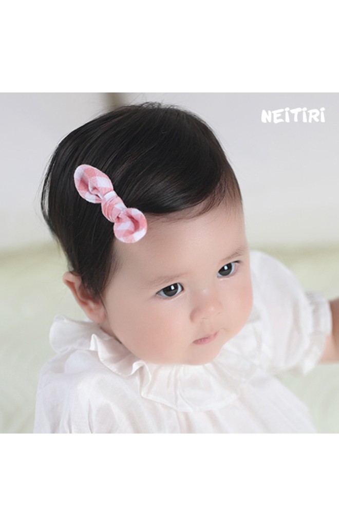 กิ๊บเด็กโบว์ผ้าฝ้ายลายตาราง เซ็ต 3 ตัว สีแดง ดำ และ ชมพู Angel Neitiri