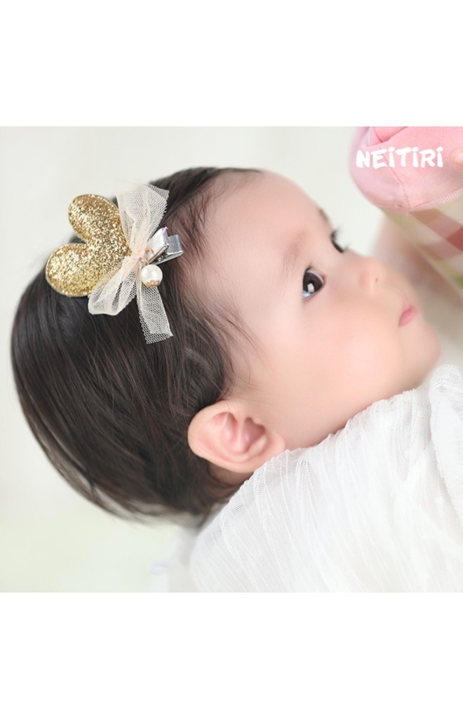 กิ๊บเด็กรูปหัวใจผูกโบว์ เซ็ต 2 ชิ้น Angel Neitiri