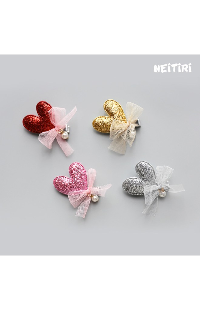 กิ๊บเด็กรูปหัวใจผูกโบว์ เซ็ต 2 ชิ้น Angel Neitiri