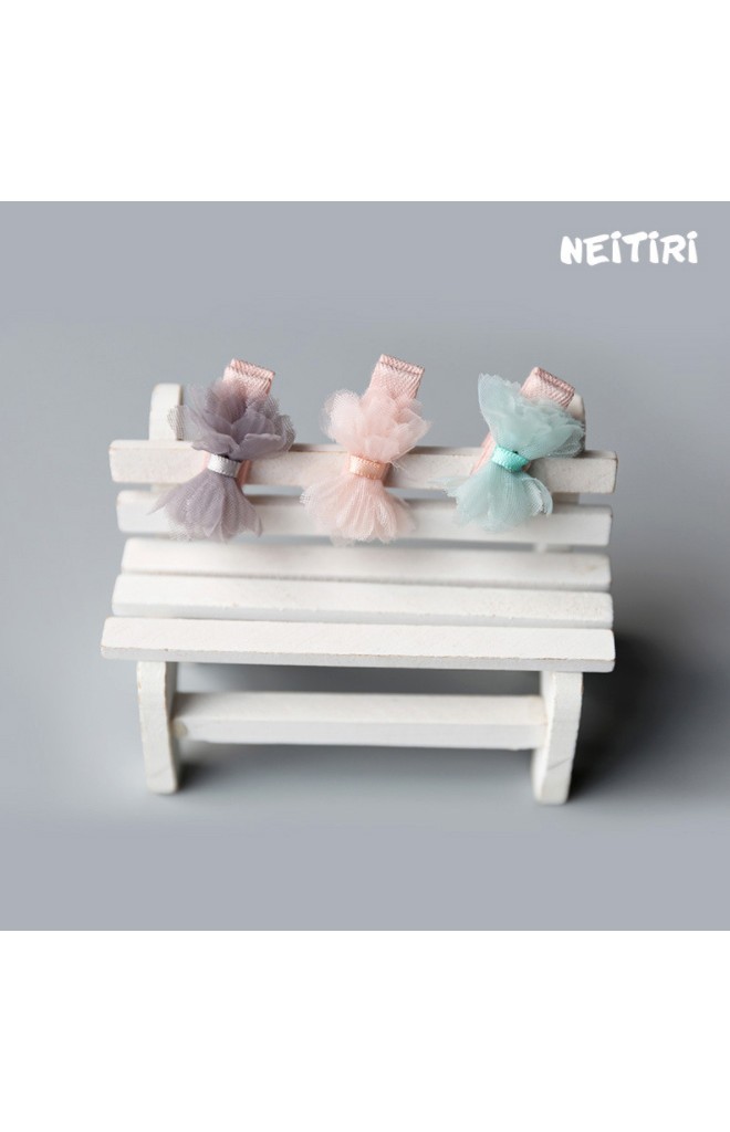กิ๊บเด็กรูปโบว์ผ้าชีฟองซ้อนฟูๆ เซ็ต 3 สี ชมพู เขียว และ เทา Angel Neitiri