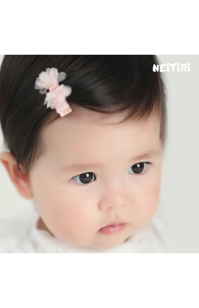 กิ๊บเด็กรูปโบว์ผ้าชีฟองซ้อนฟูๆ เซ็ต 3 สี ชมพู เขียว และ เทา Angel Neitiri
