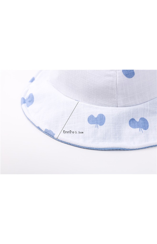 หมวกเด็กปีกกว้างผ้าฝ้ายลายผีเสื้อแต่งหูน่ารัก