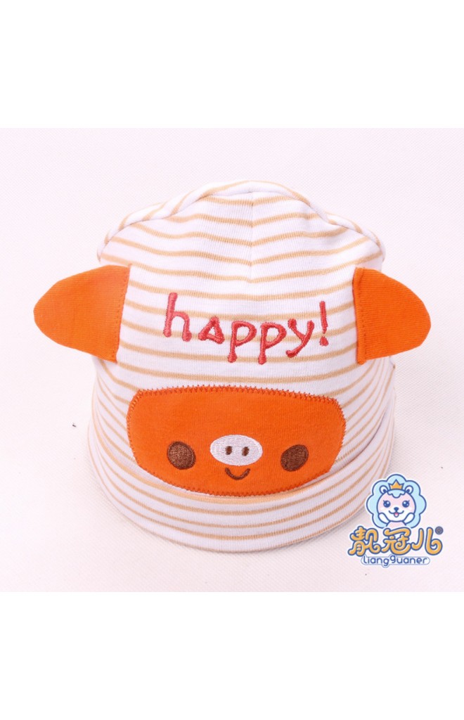 หมวกบีนนี่หมูน้อยปัก happy