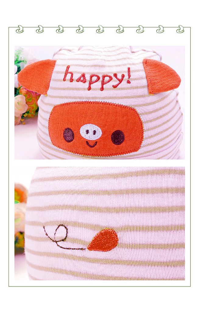 หมวกบีนนี่หมูน้อยปัก happy