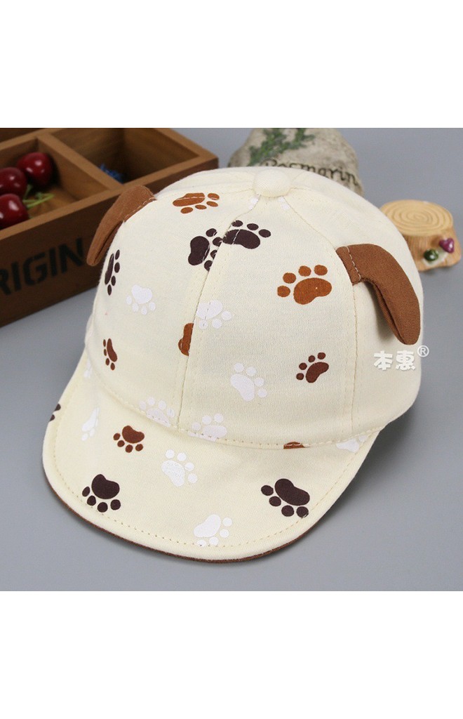 หมวกแก๊ปแต่งหูเจ้าตูบ สกรีนรอยเท้า จาก KUKUJI