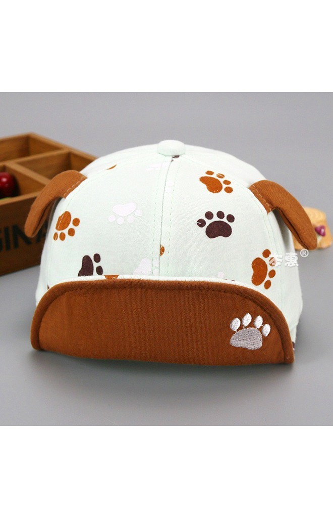 หมวกแก๊ปแต่งหูเจ้าตูบ สกรีนรอยเท้า จาก KUKUJI
