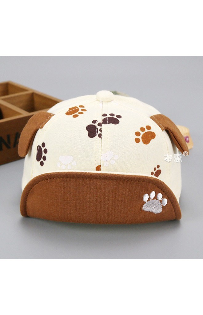 หมวกแก๊ปแต่งหูเจ้าตูบ สกรีนรอยเท้า จาก KUKUJI