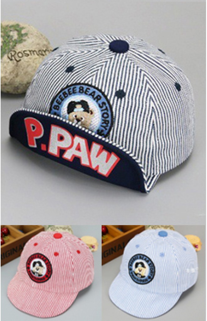หมวกแก๊ปลายทางปักหมีน้อย ใต้หมวกสกรีนอักษร P.PAW หมวกแก๊ปลายทางปักหมีน้อย ใต้หมวกสกรีนอักษร P.PAW