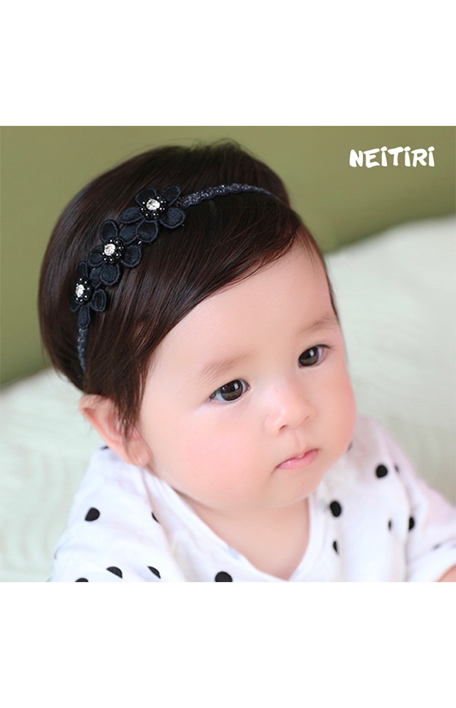 สายคาดผมดอกไม้เรียง 3 ดอกแต่งเกสรมุก Angel Neitiri