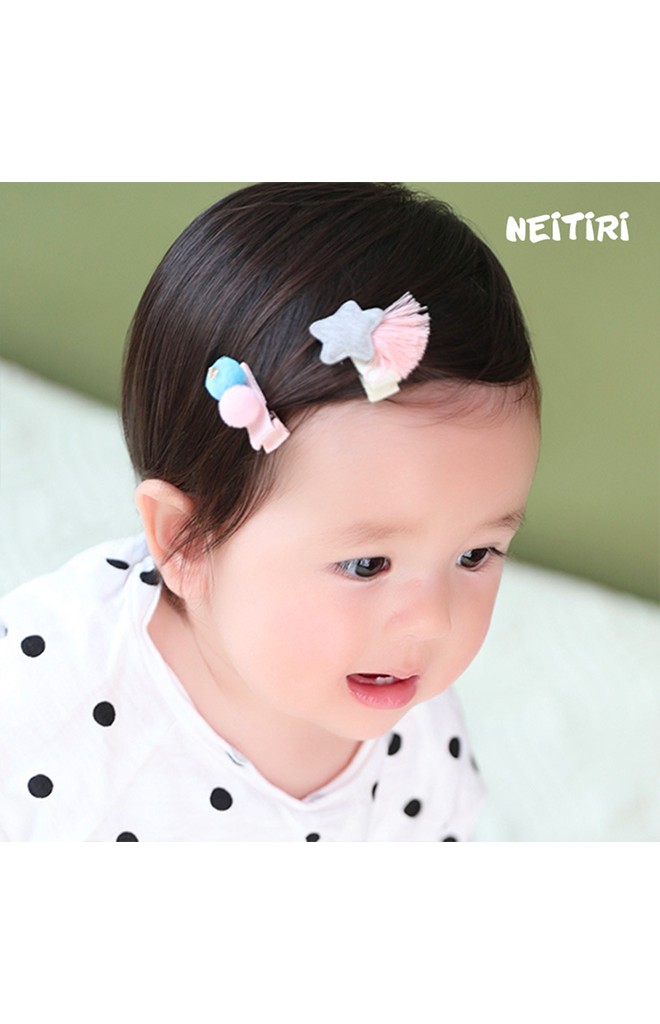 กิ๊บเด็กเซ็ต 2 ชิ้น รูปดาวและปอมปอม Angel Neitiri