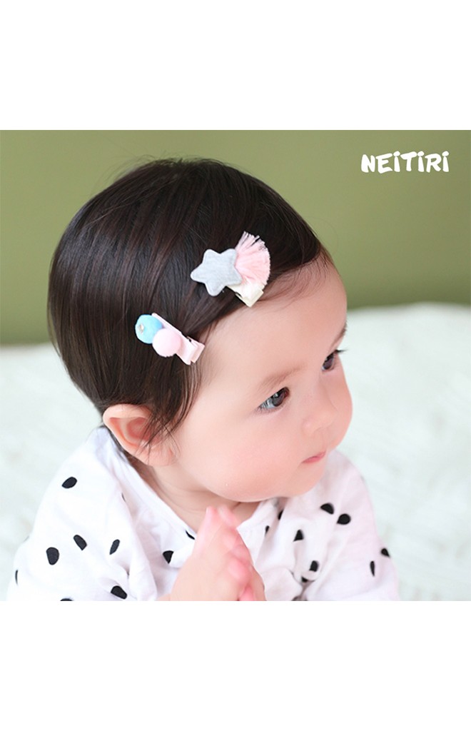 กิ๊บเด็กเซ็ต 2 ชิ้น รูปดาวและปอมปอม Angel Neitiri