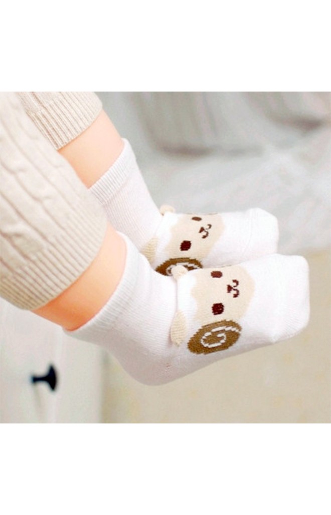 ถุงเท้าเด็กลายหน้าสัตว์น่ารัก มีกันลื่น