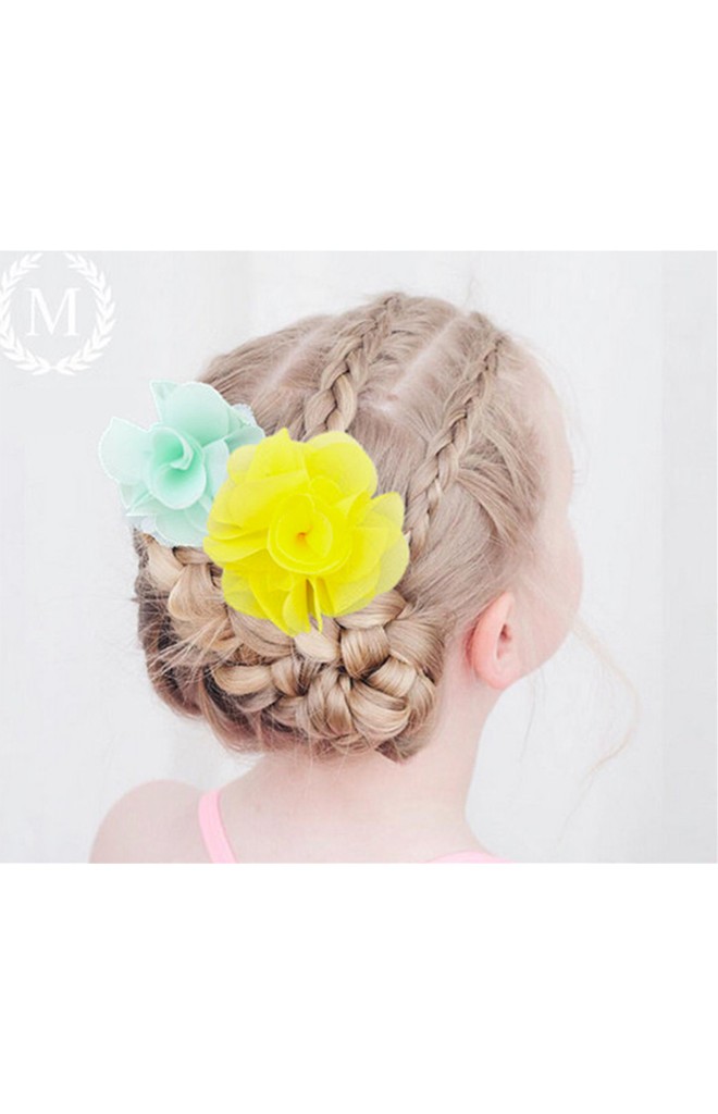 เซ็ตกิ๊บเด็กแพ็ค 4 ชิ้น โบว์และดอกไม้ สีหวานสดใส