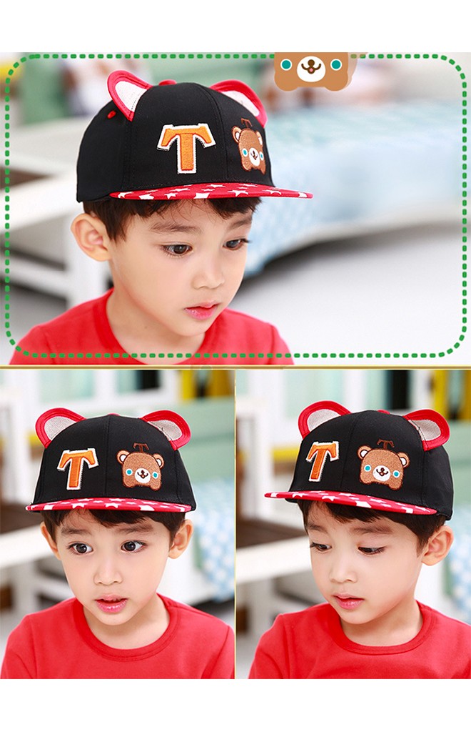 หมวกแก๊ปฮิปฮอปปักอักษร T และหน้าหมี TUTUYA
