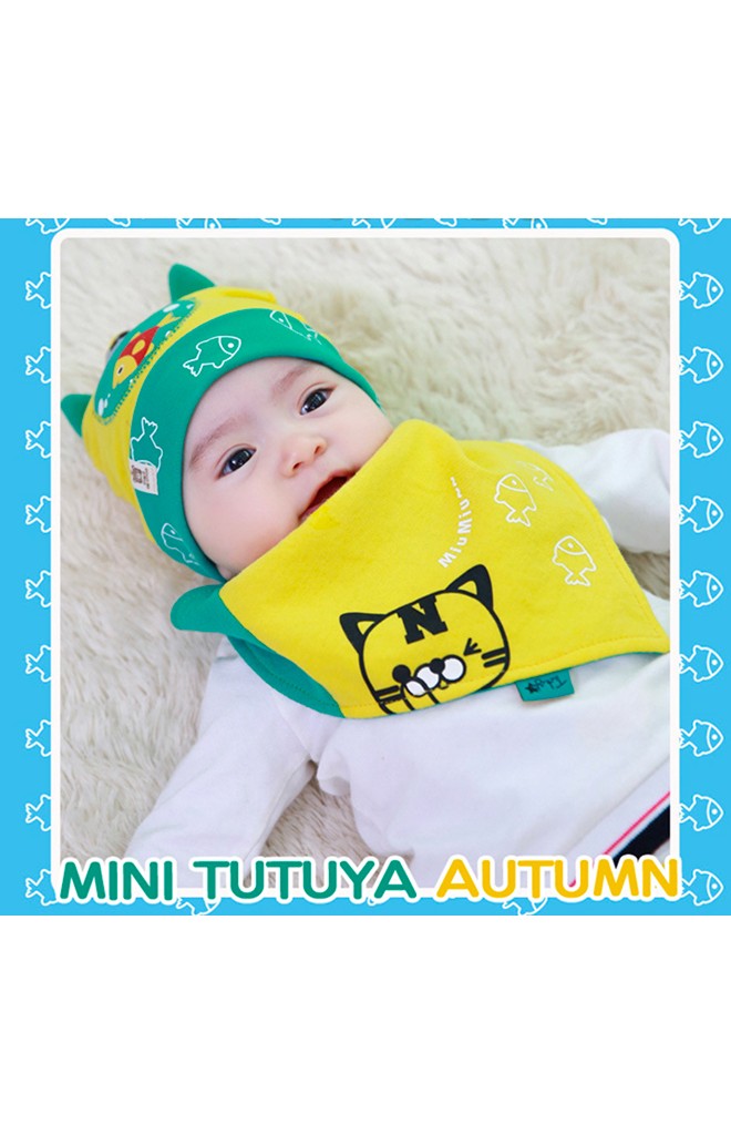 เซ็ตหมวกเด็กเล็กลายแมวเหมียวและปลาน้อย TUTUYA