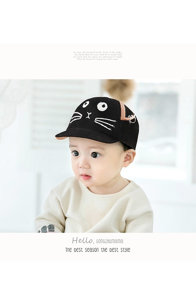 หมวกแก๊ปแมวผ้าลูกฟูก ใต้หมวกแต่งอักษร HAPPY จาก GZMM