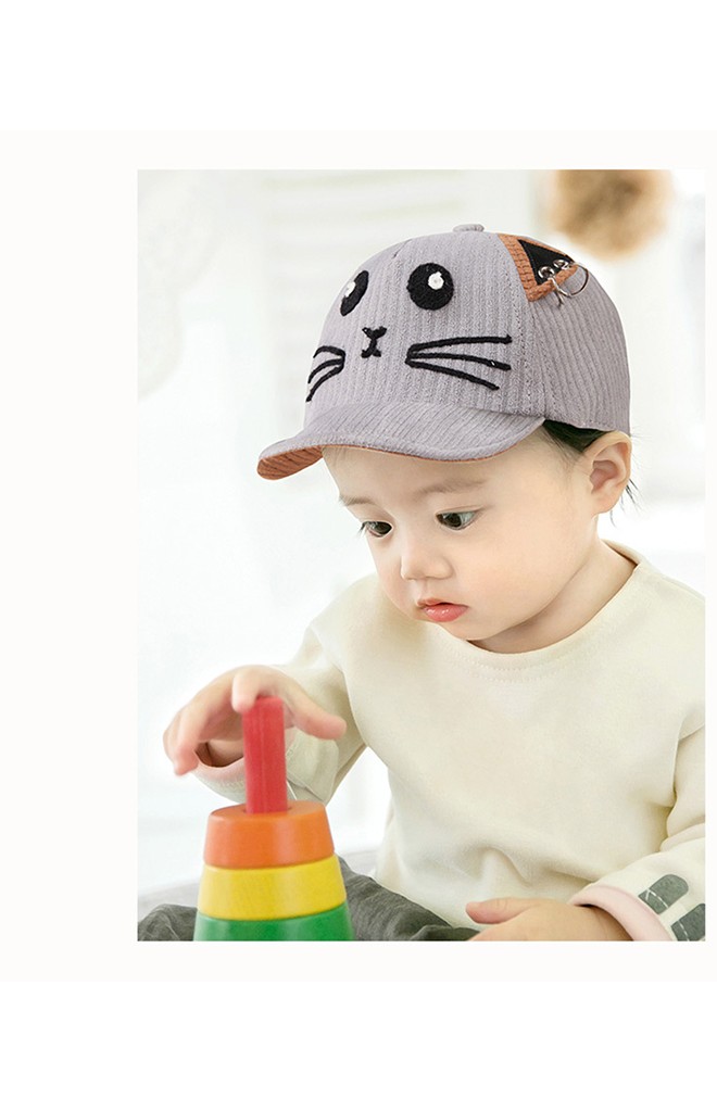 หมวกแก๊ปแมวผ้าลูกฟูก ใต้หมวกแต่งอักษร HAPPY จาก GZMM
