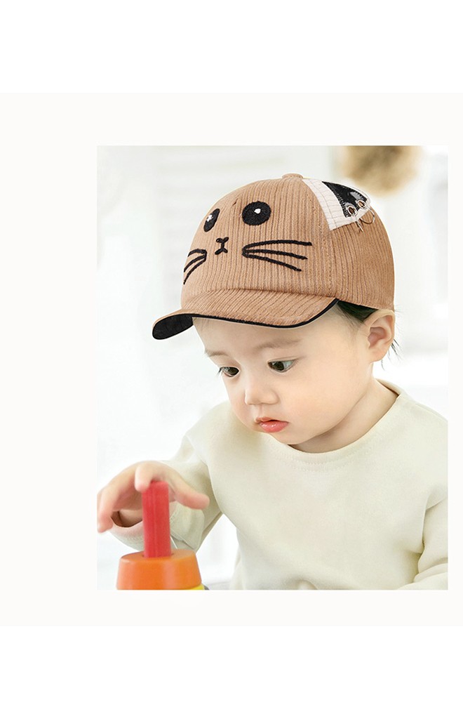 หมวกแก๊ปแมวผ้าลูกฟูก ใต้หมวกแต่งอักษร HAPPY จาก GZMM