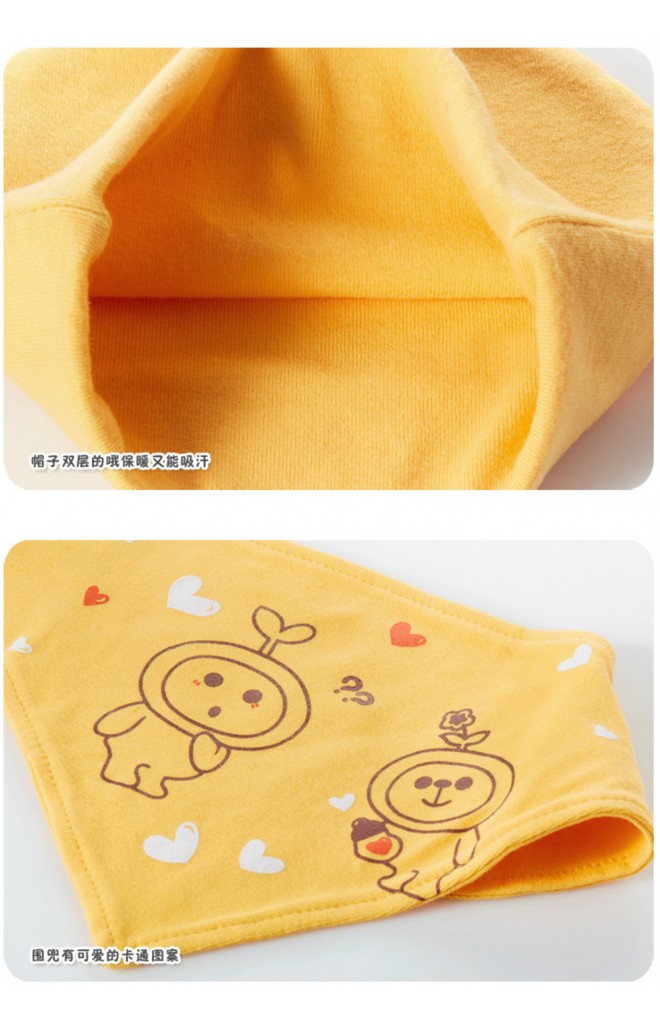 เซ็ตหมวกเด็กเล็กพร้อมผ้ากันเปื้อนลายหุ่นยนต์ลายเข้าชุดกัน GZMM