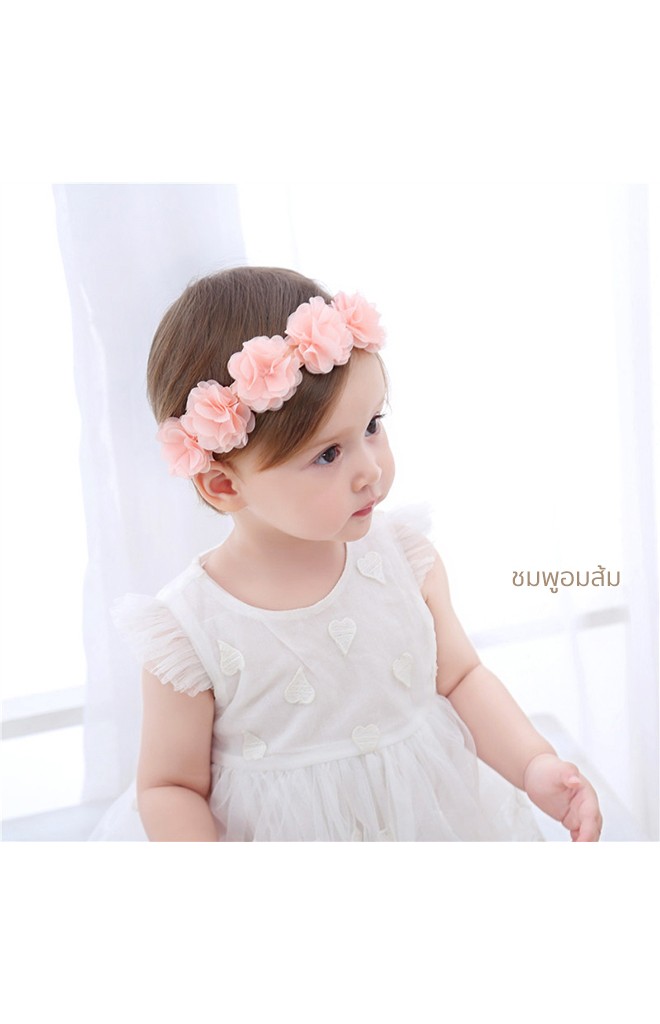 สายคาดผมดอกไม้ชีฟองเรียง 5 ดอก