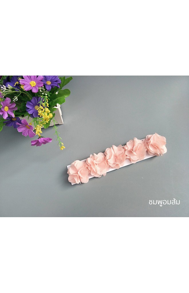 สายคาดผมดอกไม้ชีฟองเรียง 5 ดอก