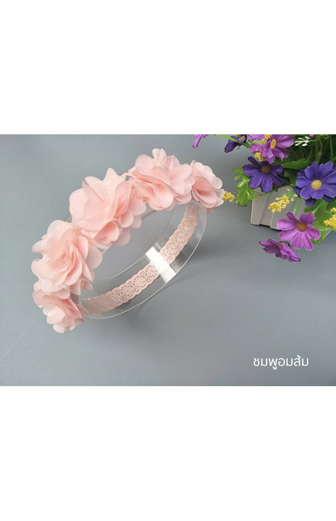 สายคาดผมดอกไม้ชีฟองเรียง 5 ดอก
