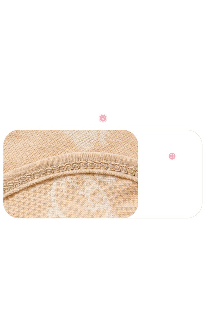 ผ้ากันเปื้อนเด็กผ้าฝ้าย jacquard สีเบจลายน่ารัก ลายเอฟล์และลายหมู