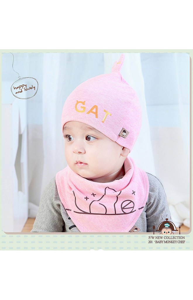 เซ็ตหมวกลายแมวน้อย สกรีนอักษร CAT จาก TIANYIBEAR