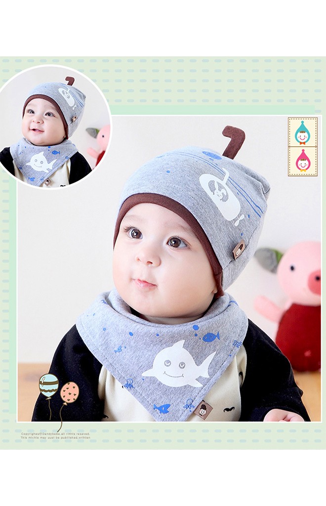 เซ็ตหมวกบีนนี่ผ้ายืดลายเรือดำน้ำและสัตว์ใต้ท้องทะเล TIANYIBEAR
