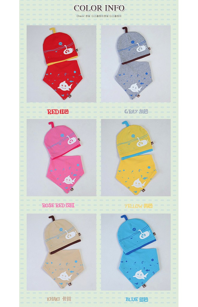 เซ็ตหมวกบีนนี่ผ้ายืดลายเรือดำน้ำและสัตว์ใต้ท้องทะเล TIANYIBEAR