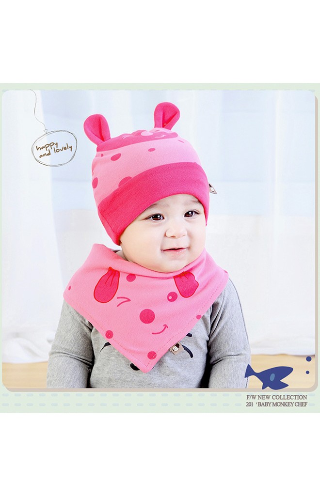 เซ็ตหมวกบีนนี่ผ้ายืดลายเจ้าตูบแต่งหูน่ารักจาก TIANYIBEAR
