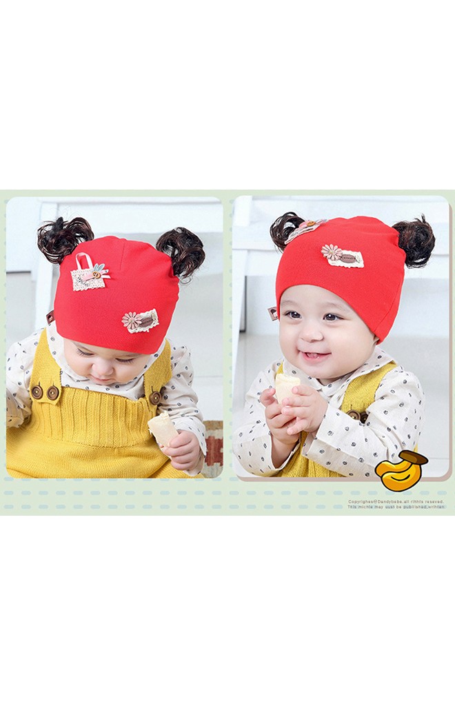 หมวกปอยผมแต่งกระเป๋าลูกไม้และดอกไม้ ปอยผมบน TIANYIBEAR