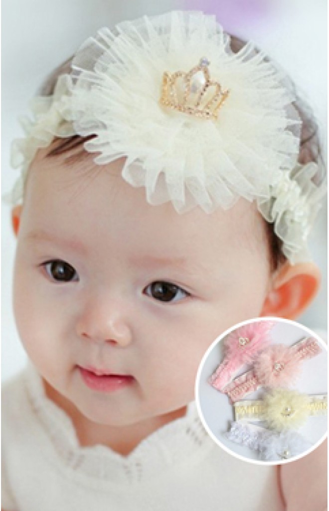 สายคาดผมแต่งมงกุฎระบายผ้าโปร่งฟู สายคาดผมแต่งมงกุฎระบายผ้าโปร่งฟู