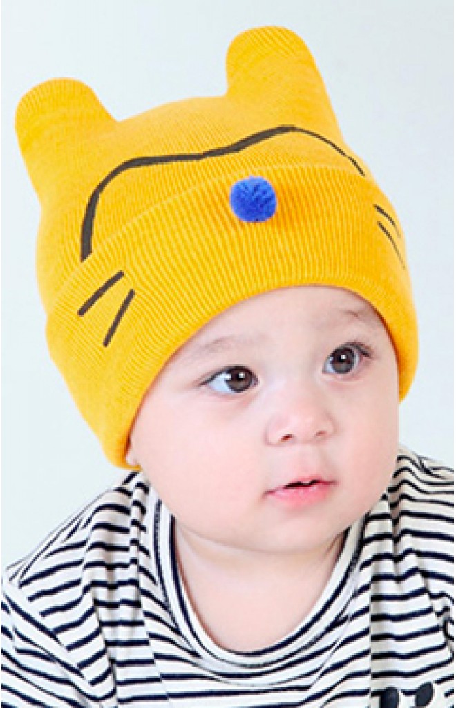 หมวกไหมพรมหน้าแมวน้อยแต่งจมูกกลม DANDY BEBE หมวกไหมพรมหน้าแมวน้อยแต่งจมูกกลม DANDY BEBE