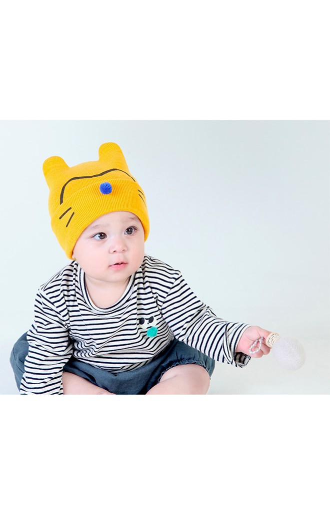 หมวกไหมพรมหน้าแมวน้อยแต่งจมูกกลม DANDY BEBE