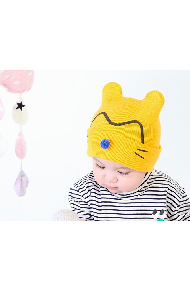 หมวกไหมพรมหน้าแมวน้อยแต่งจมูกกลม DANDY BEBE
